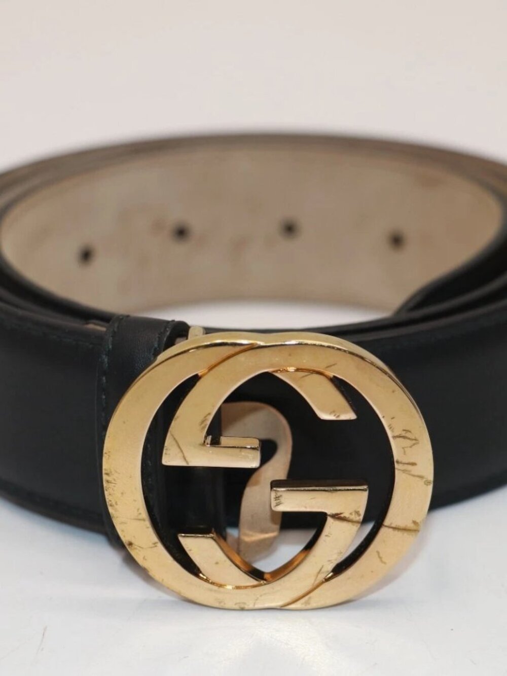 Gucci Interlocking Gold GG Belt 370543 Size 36 - Black/Brown women